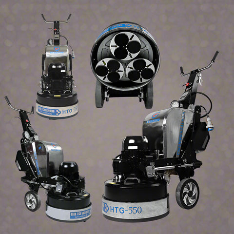 HTG-550 floor grinder front angle
Planetary concrete grinder industrial use
HTG grinder with dust shroud and handles
Concrete floor polishing machine
Three-head floor surface grinder HTG-550