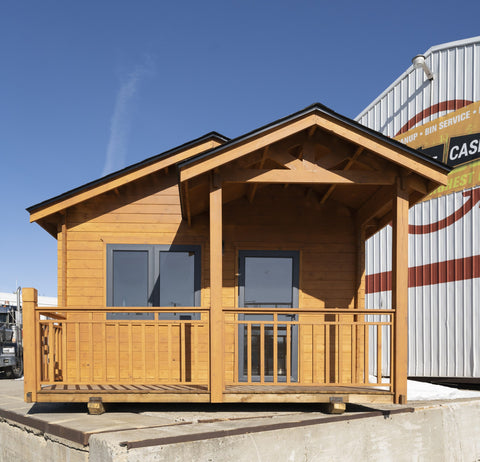 370 SQ FT Insulated Pine Log Cabin Tiny House Package – Multiple Options – Energy-Efficient Design