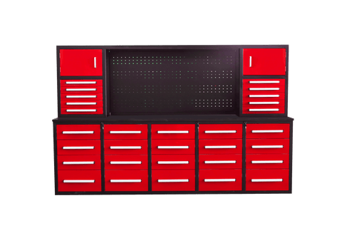 10 FT Tool Bench with 30 Drawers – Heavy - Duty Workbench & Garage Storage Cabinet - with Blue | Sold by Uncle Wiener's Wholesale