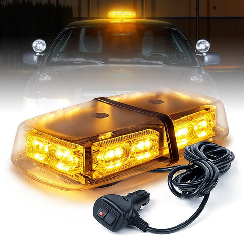 36 LED rooftop emergency strobe light with magnetic mount – front view
Amber-white LED light bar installed on truck roof
16 flash modes emergency vehicle warning light – with cable
Heavy-duty magnetic base with rubber pads – strobe light