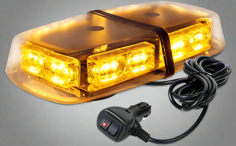 36 LED rooftop emergency strobe light with magnetic mount – front view
Amber-white LED light bar installed on truck roof
16 flash modes emergency vehicle warning light – with cable
Heavy-duty magnetic base with rubber pads – strobe light