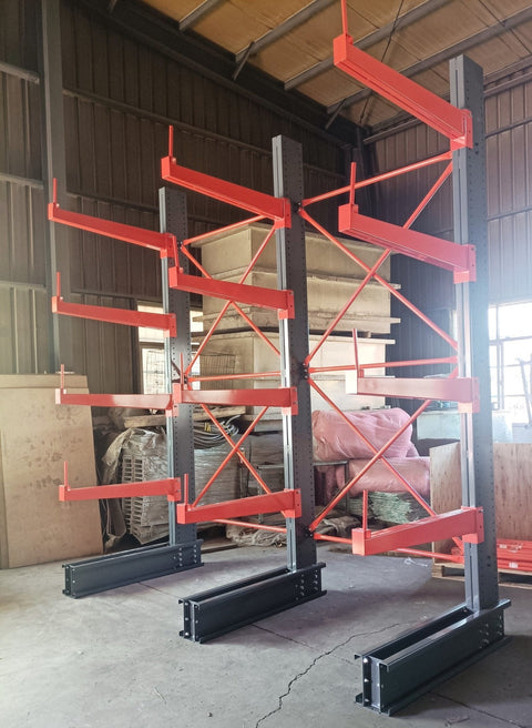 12 Ft Single - Sided Cantilever Rack – 5 - Layer Industrial Racking | SBL1200 Starter & Expansion Bays - with Expansion Bay | Sold by Uncle Wiener's Wholesale