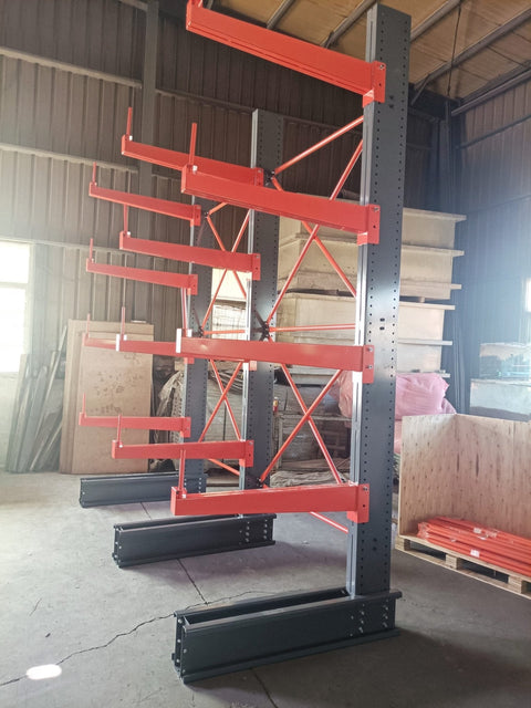12 Ft Single - Sided Cantilever Rack – 5 - Layer Industrial Racking | SBL1200 Starter & Expansion Bays - with Expansion Bay | Sold by Uncle Wiener's Wholesale