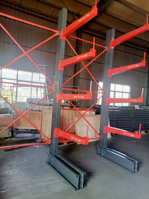 12 Ft Single - Sided Cantilever Rack – 5 - Layer Industrial Racking | SBL1200 Starter & Expansion Bays - with Expansion Bay | Sold by Uncle Wiener's Wholesale