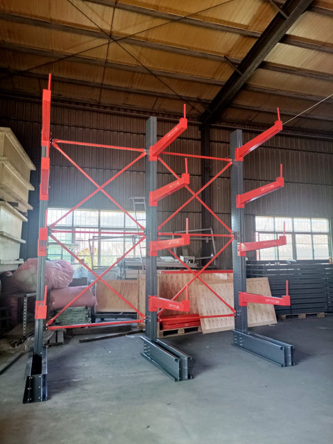 12 Ft Single - Sided Cantilever Rack – 5 - Layer Industrial Racking | SBL1200 Starter & Expansion Bays - with Expansion Bay | Sold by Uncle Wiener's Wholesale