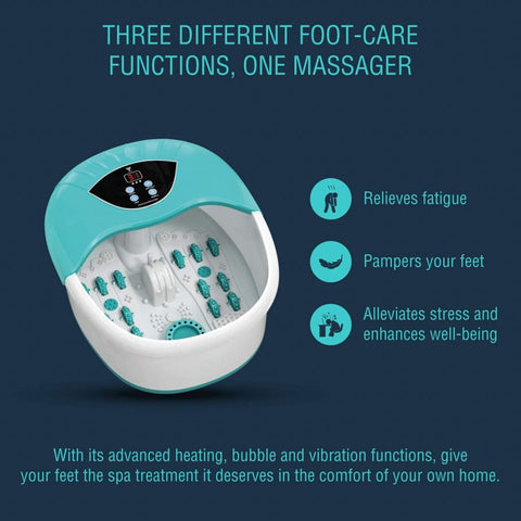 5-in-1 foot spa bath massager with digital controls and bubbles
Heated foot soak tub with removable massage rollers and splash guard
Acupressure rollers in foot spa for pain relief
Foot bath with bubbles, vibration and heating display
Foot spa for home use with heat and massage therapy