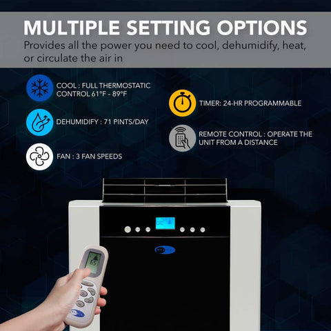 14,000 BTU Portable Air Conditioner with Dehumidifier and Remote - with | Sold by Uncle Wiener's Wholesale