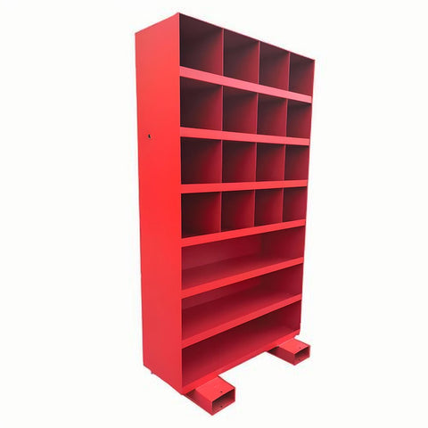 19 - Drawer Heavy - Duty Bolt Bin Cabinet with Forklift Pockets – Available in Black or Red - with Red | Sold by Uncle Wiener's Wholesale