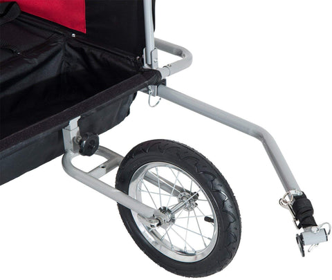 2 - in - 1 Bike Trailer & Jogger Stroller for 2 Kids – Baby Carrier with Canopy, Safety Harness, Storage – Model BT0003 - with | Sold by Uncle Wiener's Wholesale
