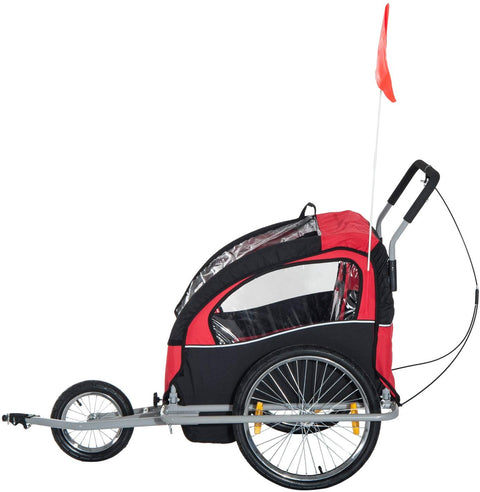2 - in - 1 Bike Trailer & Jogger Stroller for 2 Kids – Baby Carrier with Canopy, Safety Harness, Storage – Model BT0003 - with | Sold by Uncle Wiener's Wholesale