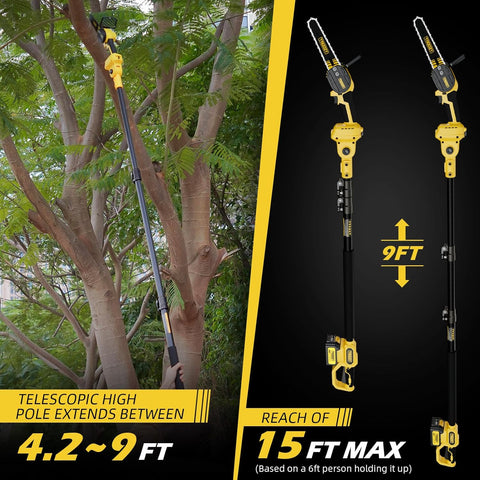 2 - in - 1 Mini Chainsaw & Cordless 6 Inch Pole Saw,21V 3Ah Battery Powered Brushless Electric Rotatable Pole Saw 15 - Foot Max Reach & Multi - Angle for Tree Branches Pruning, Wood Cutting - with | Sold by Uncle Wiener's Wholesale