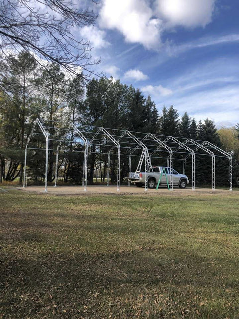 20' Double Truss Fabric Shelter β Heavy - Duty PVC Industrial Storage Tent - Portable Double Truss Storage Shelter with REPLACMEMT MAIN BODY COVER 20X56 14.5 OZ PVC | Sold by Uncle Wiener's Wholesale