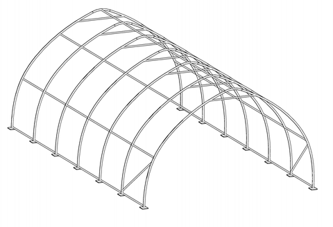 20x40 fabric storage tent with arched roof design