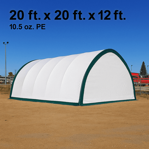 PVC truss building set up on gravel industrial lot