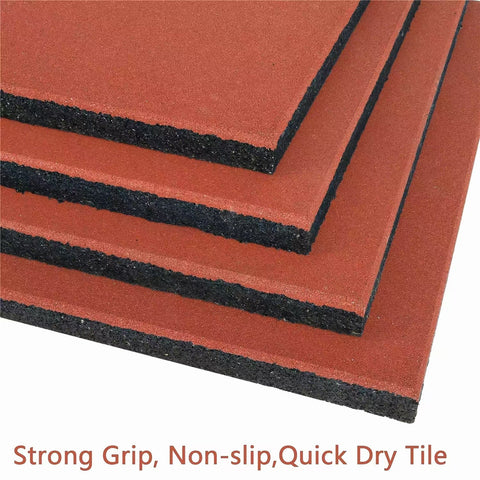 Interlocking red rubber patio tile close-up
20x20 rubber tile stacked set – top view
Playground flooring tile – angled corner
Red rubber tiles for outdoor use
Rubber tile texture – slip-resistant surface