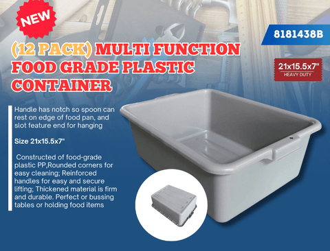 21" x 15.5" Food Grade Plastic Storage Bins & Lids β Heavy - Duty Multi - Function Containers for Commercial & Kitchen Use - with 21" x 15.5" x 5" Bin β 12 Pack | Sold by Uncle Wiener's Wholesale