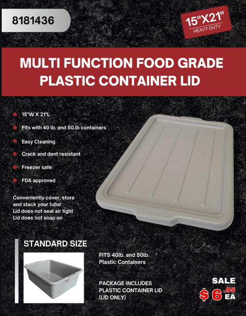 21" x 15.5" Food Grade Plastic Storage Bins & Lids β Heavy - Duty Multi - Function Containers for Commercial & Kitchen Use - with Lid β Fits 21" x 15.5" Bins | Sold by Uncle Wiener's Wholesale