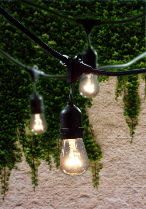 24FT Outdoor String Lights with 18 Bulbs – Wedding, Patio, Bistro & Garden Lighting 7219WL - with | Sold by Uncle Wiener's Wholesale
