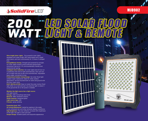 NEW 200, 500 & 800 Watt LED Solar Remote Flood Light