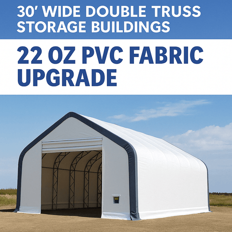 30′ Wide Double Truss Storage Buildings – Heavy - Duty PVC Fabric Shelters - Portable Storage Shelter with 22 OZ PVC Fabric Upgrade 30X60X20 | Sold by Uncle Wiener's Wholesale