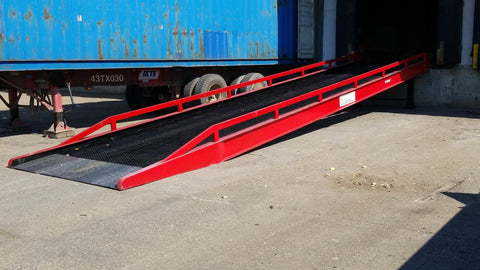 Side profile of dock ramp with steel guardrails