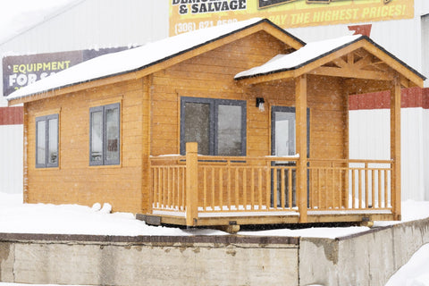 370 SQ FT Insulated Pine Log Cabin Tiny House Package – Multiple Options – Energy - Efficient Design - with PACKAGE KIT (WITHOUT ELECTRICAL / ASSEMBLED) | Sold by Uncle Wiener's Wholesale