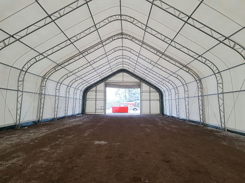 40′ WIDE DOUBLE TRUSS STORAGE BUILDINGS - with 22 Oz PVC Tarp Upgrade 40X60X23 | Sold by Uncle Wiener's Wholesale