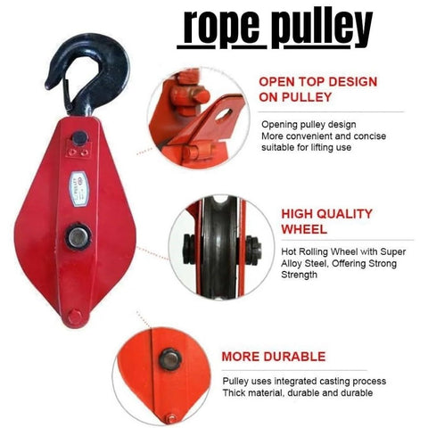 5 Ton Wire Rope Pulley Block – Heavy - Duty Snatch Block for Towing & Lifting – SKU 84011 - with | Sold by Uncle Wiener's Wholesale