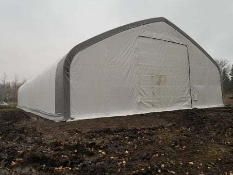 50′ WIDE DOUBLE TRUSS STORAGE BUILDINGS - with Standard 50X80X23 26.5 Oz PVC Cover | Sold by Uncle Wiener's Wholesale