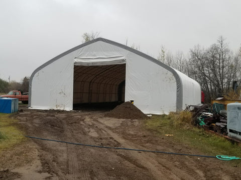 50′ WIDE DOUBLE TRUSS STORAGE BUILDINGS - with Standard 50X80X23 26.5 Oz PVC Cover | Sold by Uncle Wiener's Wholesale