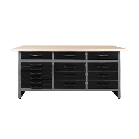 63" Heavy - Duty Metal Workbench with 15 Drawers | Garage Tool Storage Organizer - with Black | Sold by Uncle Wiener's Wholesale