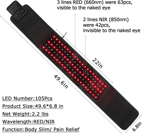 660nm 850nm Therapy Belt LED Red Light Infrared Light Beauty Salon Pulse Therapy Device - with | Sold by Uncle Wiener's Wholesale