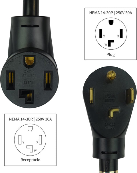 10FT Dryer Power Cord NEMA 14-30 30A 125/250V Multi-Use Extension Cord UL Certified