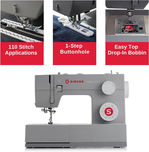 Singer Sewing Machine, Metal Plastic, Grey, Heavy Duty