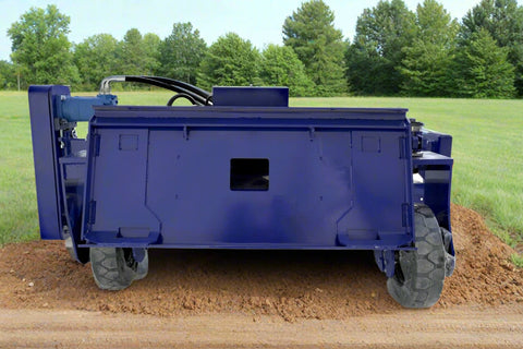 72" hydraulic soil conditioner attachment on a skid steer
Remote-controlled drum system with carbide teeth
Side view of skid steer soil conditioner in action
Soil prep tool for seedbeds and landscaping
Durable construction of 72-inch soil conditioner