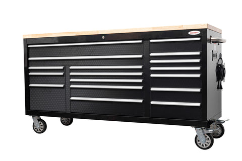 6FT 17-Drawer Tool Bench Workstation & Tool Box – Heavy-Duty Rolling Workbench with Power Outlets & USB | Multi-Color Options