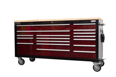 6FT 17-Drawer Tool Bench Workstation & Tool Box – Heavy-Duty Rolling Workbench with Power Outlets & USB | Multi-Color Options