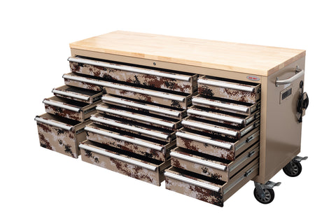 6FT 17-Drawer Tool Bench Workstation & Tool Box – Heavy-Duty Rolling Workbench with Power Outlets & USB | Multi-Color Options