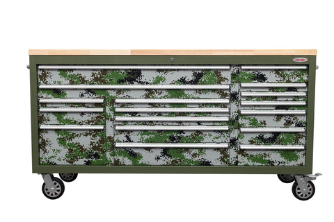 6FT 17-Drawer Tool Bench Workstation & Tool Box – Heavy-Duty Rolling Workbench with Power Outlets & USB | Multi-Color Options