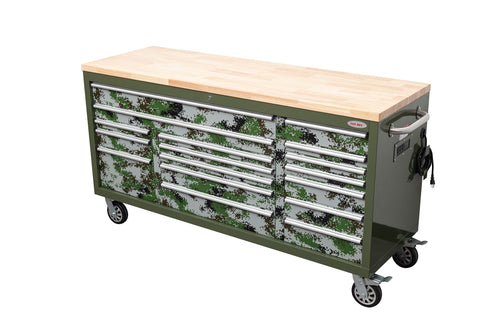 6FT 17-Drawer Tool Bench Workstation & Tool Box – Heavy-Duty Rolling Workbench with Power Outlets & USB | Multi-Color Options