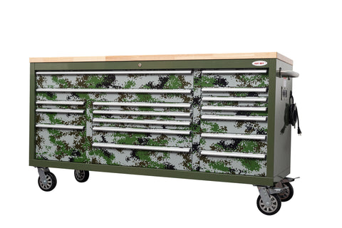 6FT 17-Drawer Tool Bench Workstation & Tool Box – Heavy-Duty Rolling Workbench with Power Outlets & USB | Multi-Color Options