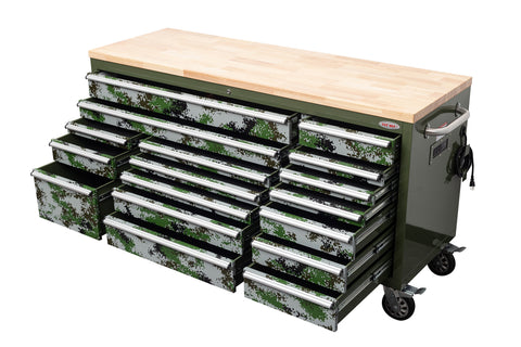 6FT 17-Drawer Tool Bench Workstation & Tool Box – Heavy-Duty Rolling Workbench with Power Outlets & USB | Multi-Color Options