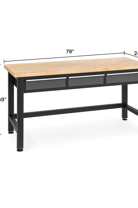79" Steel Workbench with 3 Drawers – Heavy - Duty Garage Table | TSC79111 - with | Sold by Uncle Wiener's Wholesale