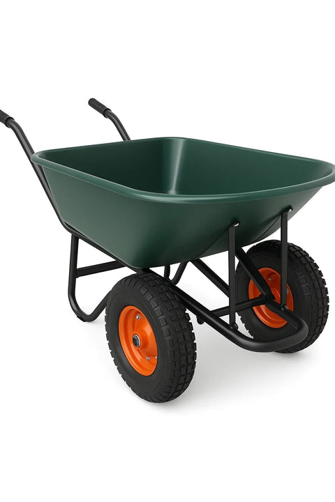8 Cu Ft Garden Wheelbarrow – Heavy - Duty Dual - Wheel Yard Cart | D007A - with | Sold by Uncle Wiener's Wholesale