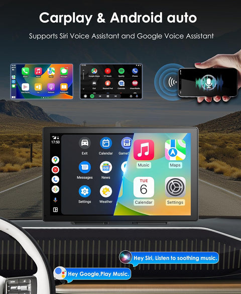 9" Carplay Screen for Car, Portable Car Stereo with Wireless Carplay & Android Auto, 4K Dash Cam, 1080P Camera, GPS Navigation, Voice Control,Portable Car Radio with 128GB SD Card AHD Rear Camera - with | Sold by Uncle Wiener's Wholesale