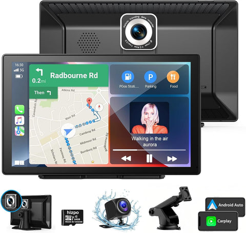 9" Carplay Screen for Car, Portable Car Stereo with Wireless Carplay & Android Auto, 4K Dash Cam, 1080P Camera, GPS Navigation, Voice Control,Portable Car Radio with 128GB SD Card AHD Rear Camera - with | Sold by Uncle Wiener's Wholesale