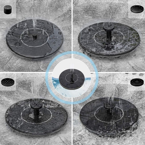 Antique copper polyresin bird bath with solar fountain
Top-down view of bird bath basin and solar pump
Decorative outdoor bird bath with stable pedestal base
Multiple fountain head options for water spray pattern
Garden setting with bird bath and solar-powered water feature