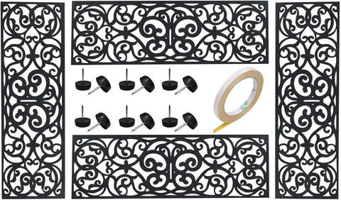 Black anti-slip rubber stair mats on outdoor steps
Close-up of grillwork pattern on rubber stair tread
Set of 4 durable black stair mats for front steps
Rubber stair mats for outdoor use in various settings
Easy-to-clean open design rubber stair treads
