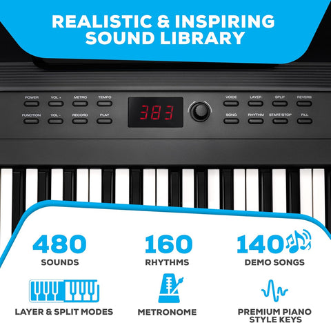 Alesis Recital Play digital piano with accessories bundle
88-key digital piano with stand and gig bag
USB MIDI piano setup for students and beginners
Full view of Alesis Recital Play with pedal and stand
Piano demo showing voices, rhythms, and modes