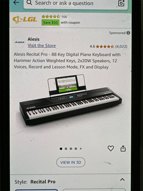 “Alesis Recital Pro 88-key digital piano front view”
“Alesis piano with built-in speakers and full-size weighted keys”
“88-key hammer action electric piano for beginners and pros”
“Rear panel of Alesis Recital Pro showing inputs and outputs”
“Close-up of control panel and FX buttons on Alesis keyboard”